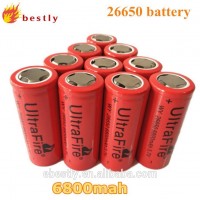 High quality rechageable li-ion battery 26650 3.7v 6800mah